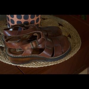 Vintage wooden sling back clogs